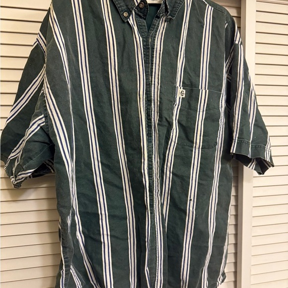 GITAON VINTAGE Green White and Blue Striped Men's Shirt Sz XL - Picture 2 of 16